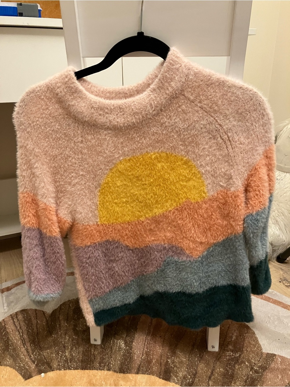 Hanna Andersson Fuzzy Sunset Turtleneck Sweater - Pink/Yellow/Blue/Gray/Purple